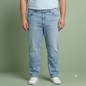 True Nation Athletic Fit Jeans Mens 44x30 Light Wash Blue Denim Big Tall EUC